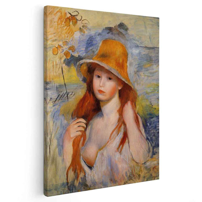 Young Woman in a Straw Hat (1884) by Pierre-Auguste Renoir