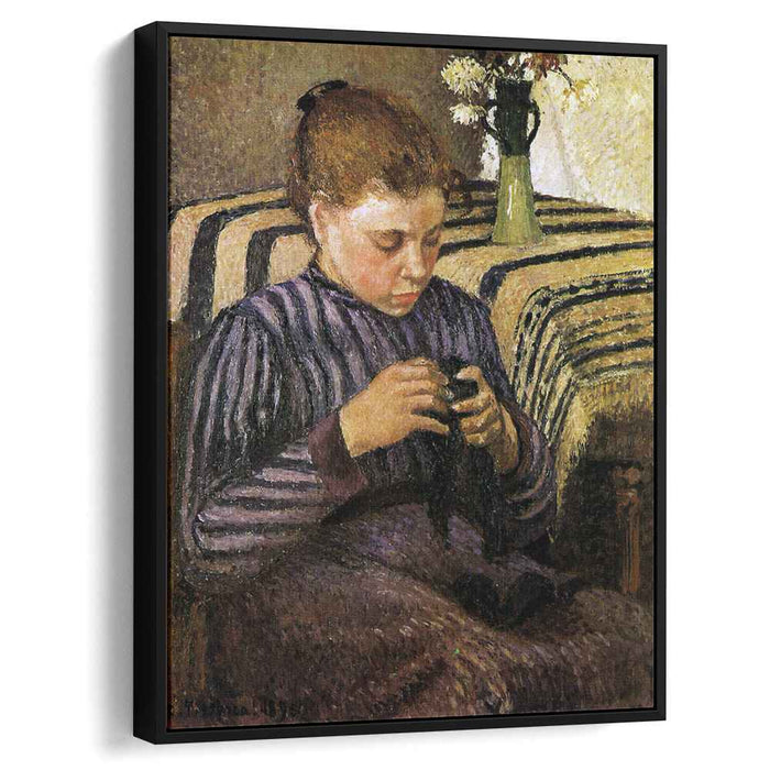 Young woman mending her stockings (1895) by Camille Pissarro