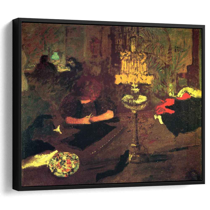 Young woman near lamp by Pierre Bonnard