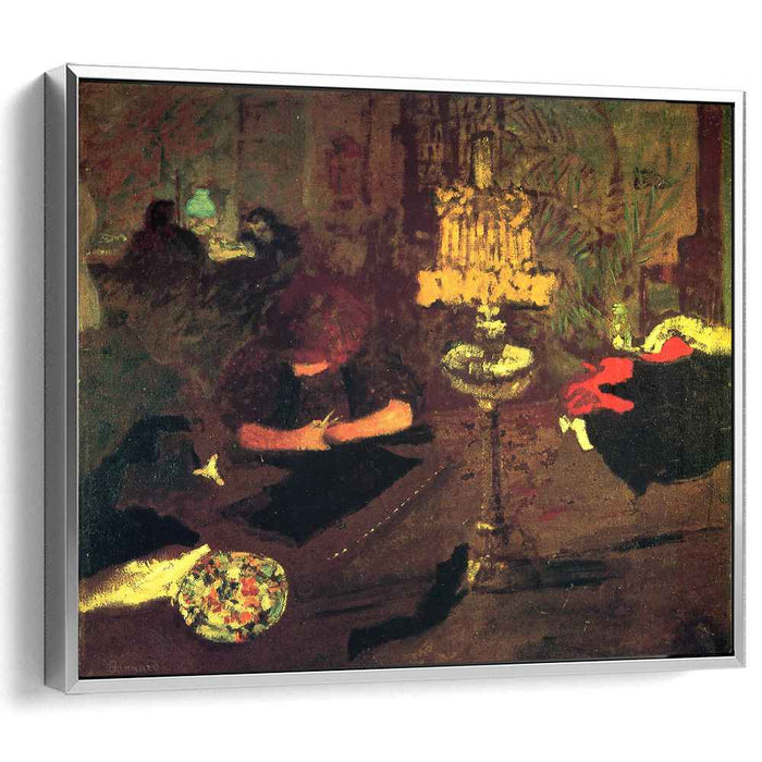 Young woman near lamp by Pierre Bonnard