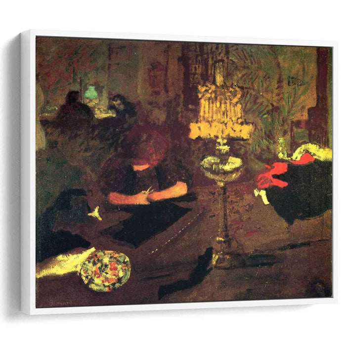 Young woman near lamp by Pierre Bonnard