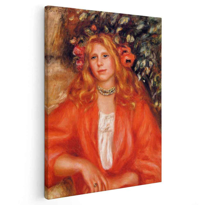 Young Woman Wearing a Garland of Flowers (1908) by Pierre-Auguste Renoir