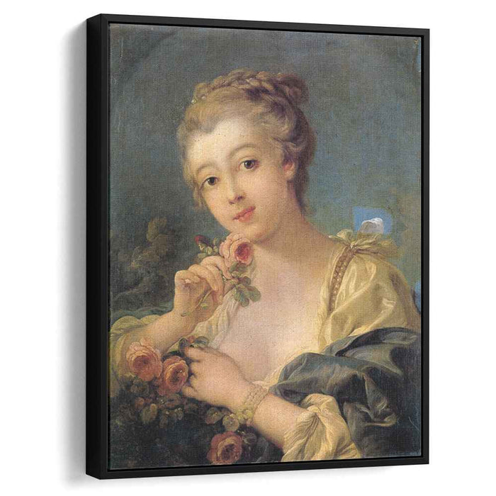 Young Woman with a Bouquet of Roses (1760) by Francois Boucher