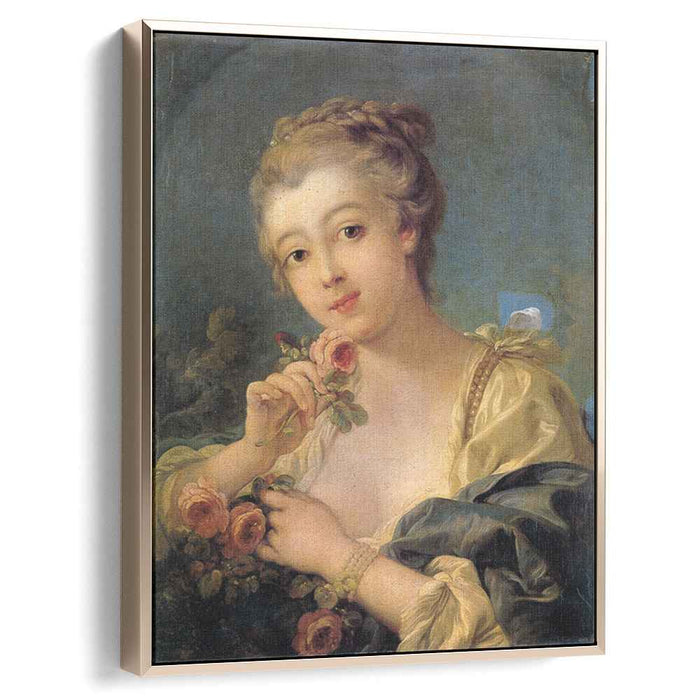 Young Woman with a Bouquet of Roses (1760) by Francois Boucher