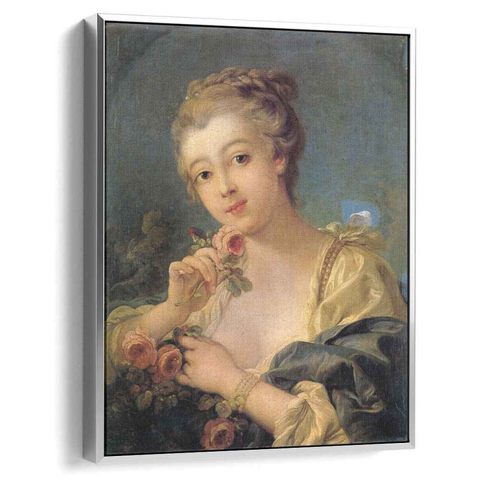 Young Woman with a Bouquet of Roses (1760) by Francois Boucher