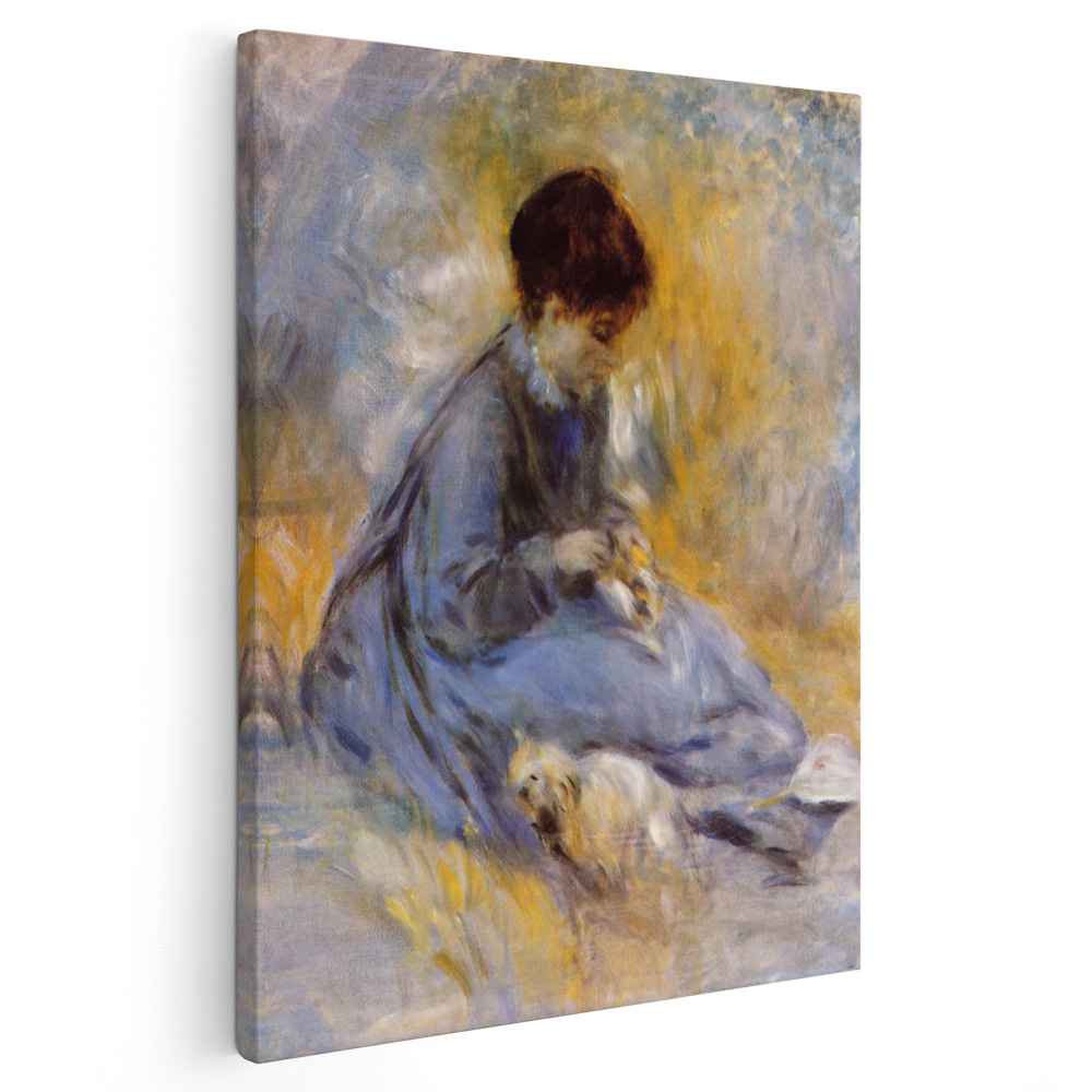 Young Woman with a Dog (1876) by Pierre-Auguste Renoir - Canvas
