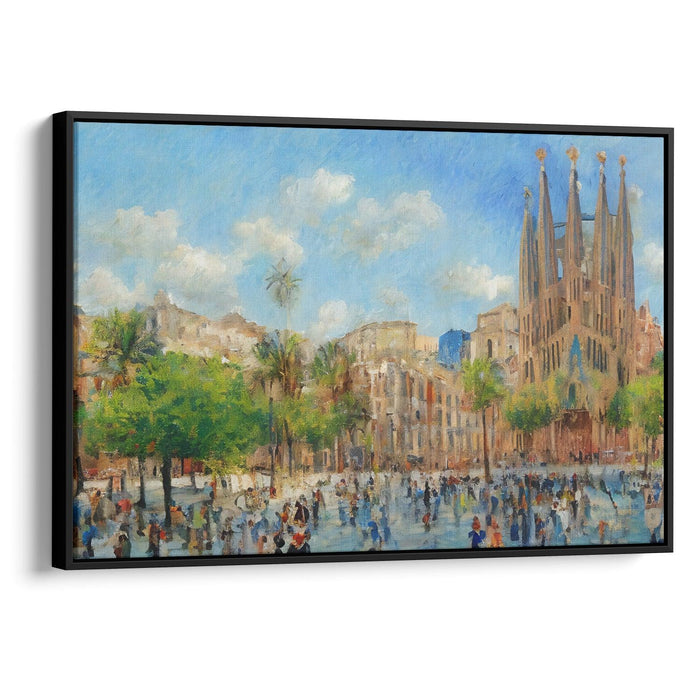 Impressionism Barcelona Print - Canvas Art Print by Kanvah