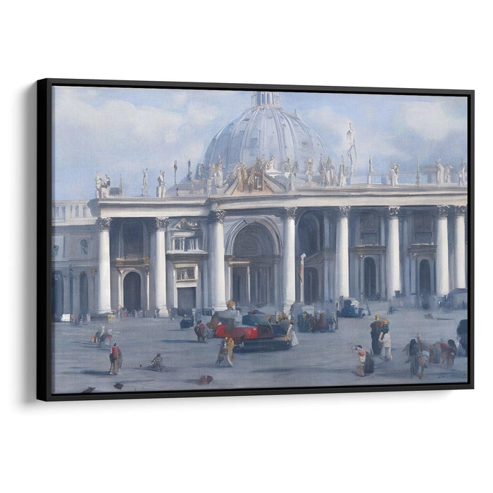 Realism Colonnade of St. Peter's Basilica Print - Canvas Art Print by Kanvah