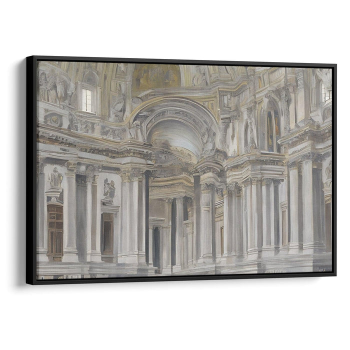 Realism Colonnade of St. Peter's Basilica Print - Canvas Art Print by Kanvah