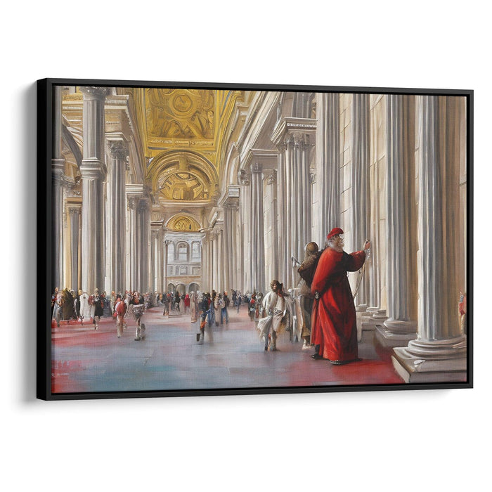 Realism Colonnade of St. Peter's Basilica Print - Canvas Art Print by Kanvah