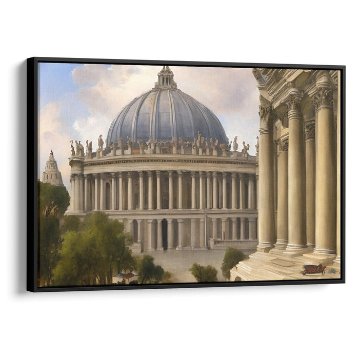 Realism Colonnade of St. Peter's Basilica Print - Canvas Art Print by Kanvah