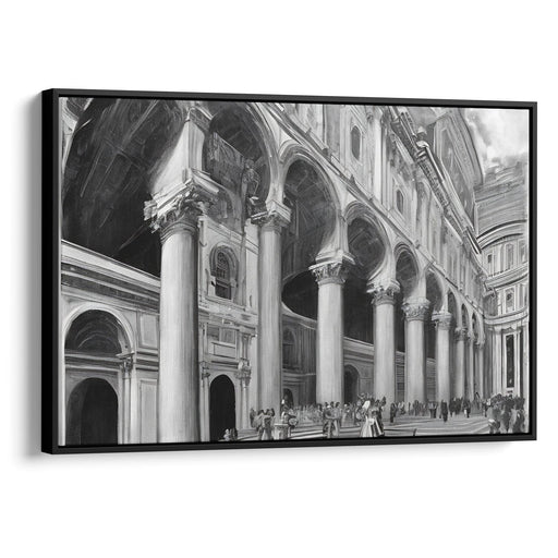 Realism Colonnade of St. Peter's Basilica Print - Canvas Art Print by Kanvah