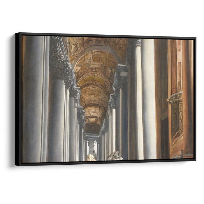 Realism Colonnade of St. Peter's Basilica Print - Canvas Art Print by Kanvah