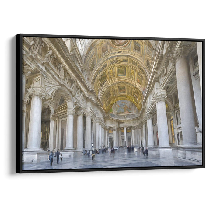 Realism Colonnade of St. Peter's Basilica Print - Canvas Art Print by Kanvah