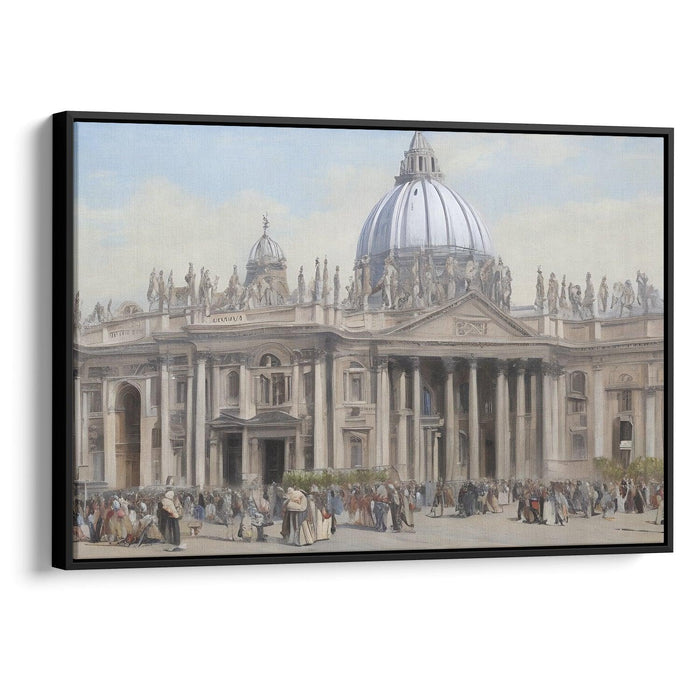 Realism Colonnade of St. Peter's Basilica Print - Canvas Art Print by Kanvah