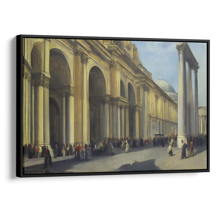 Realism Colonnade of St. Peter's Basilica Print - Canvas Art Print by Kanvah