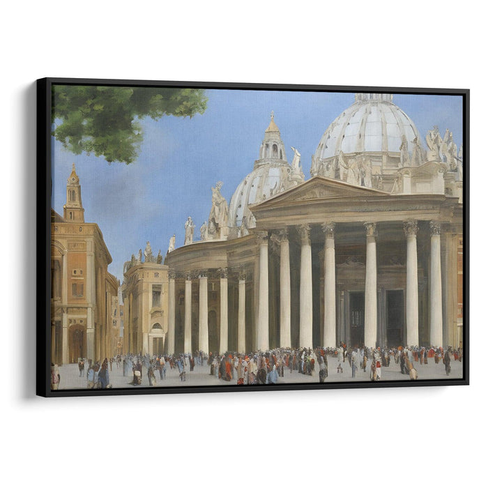 Realism Colonnade of St. Peter's Basilica Print - Canvas Art Print by Kanvah