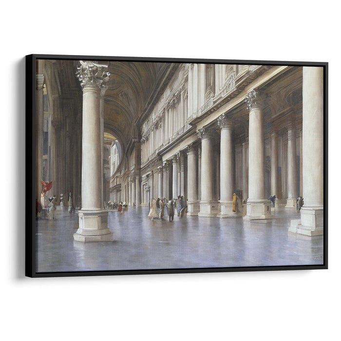 Realism Colonnade of St. Peter's Basilica Print - Canvas Art Print by Kanvah