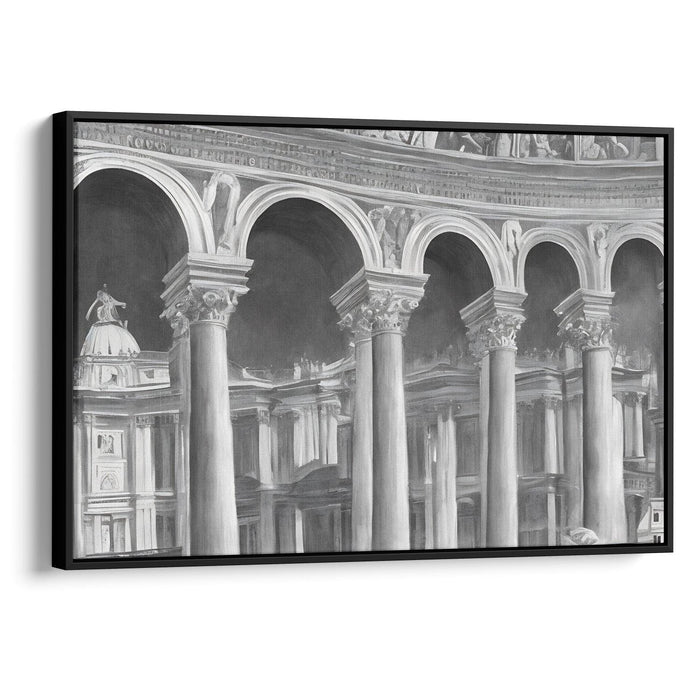 Realism Colonnade of St. Peter's Basilica Print - Canvas Art Print by Kanvah