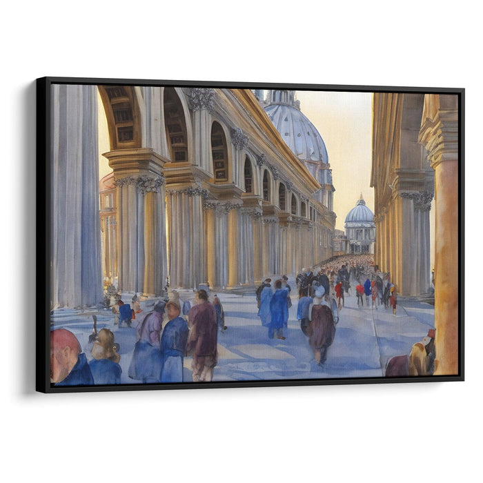 Watercolor Colonnade of St. Peter's Basilica Print - Canvas Art Print by Kanvah