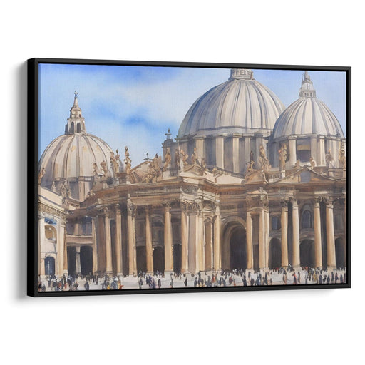 Watercolor Colonnade of St. Peter's Basilica Print - Canvas Art Print by Kanvah