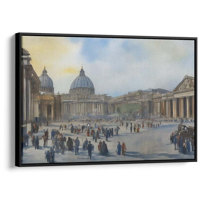 Watercolor Colonnade of St. Peter's Basilica Print - Canvas Art Print by Kanvah