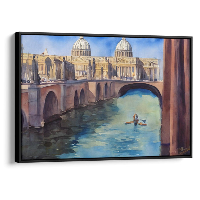 Watercolor Colonnade of St. Peter's Basilica Print - Canvas Art Print by Kanvah