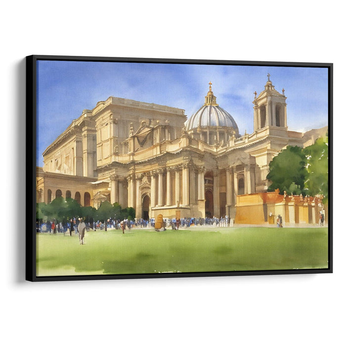 Watercolor Colonnade of St. Peter's Basilica Print - Canvas Art Print by Kanvah