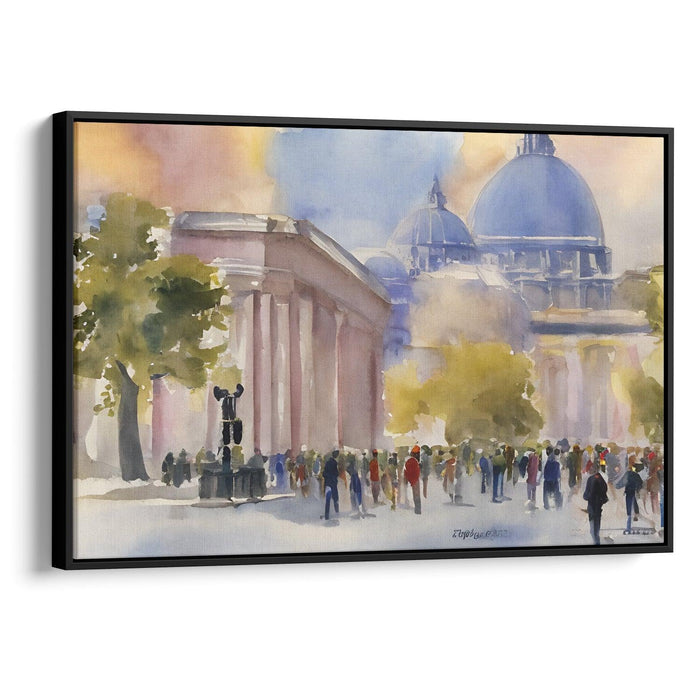 Watercolor Colonnade of St. Peter's Basilica Print - Canvas Art Print by Kanvah