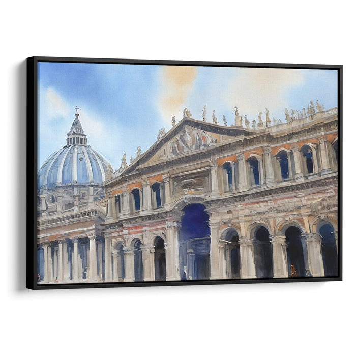 Watercolor Colonnade of St. Peter's Basilica Print - Canvas Art Print by Kanvah