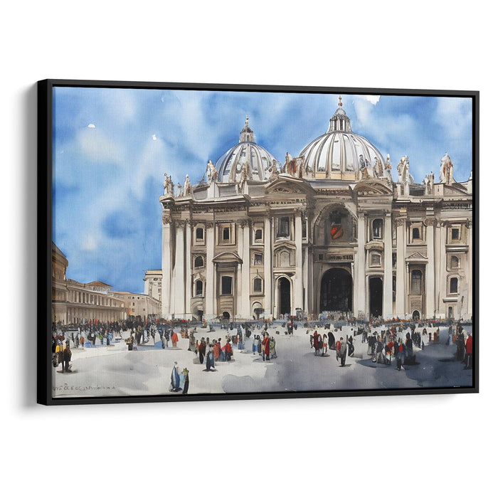 Watercolor Colonnade of St. Peter's Basilica Print - Canvas Art Print by Kanvah