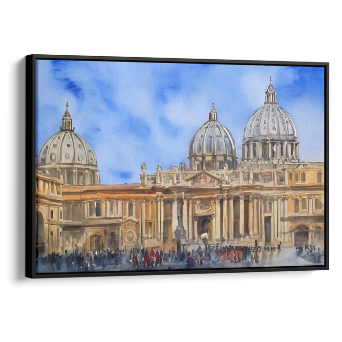 Watercolor Colonnade of St. Peter's Basilica Print - Canvas Art Print by Kanvah