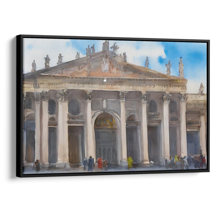 Watercolor Colonnade of St. Peter's Basilica Print - Canvas Art Print by Kanvah