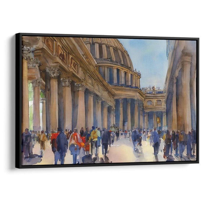 Watercolor Colonnade of St. Peter's Basilica Print - Canvas Art Print by Kanvah