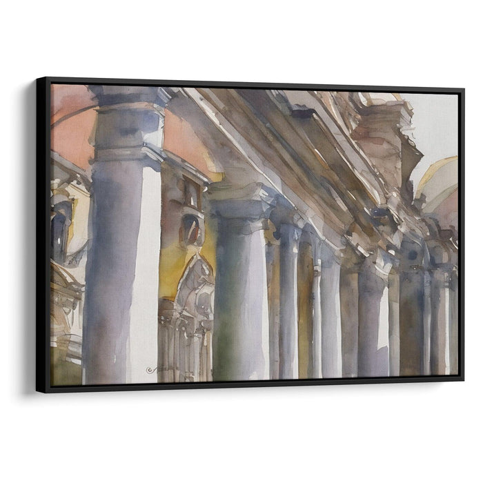 Watercolor Colonnade of St. Peter's Basilica Print - Canvas Art Print by Kanvah