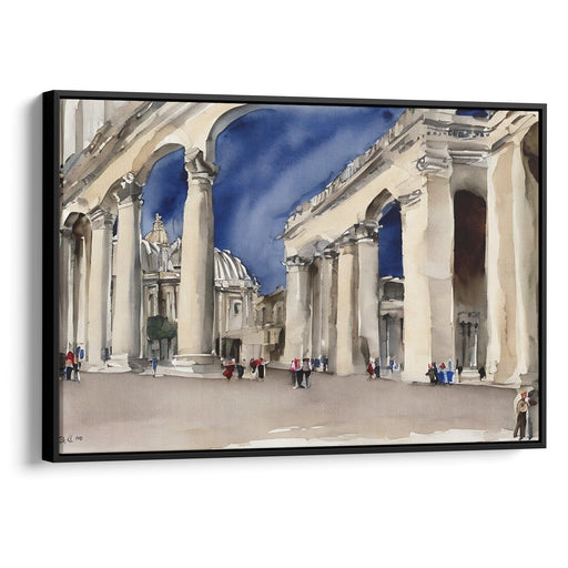 Watercolor Colonnade of St. Peter's Basilica Print - Canvas Art Print by Kanvah