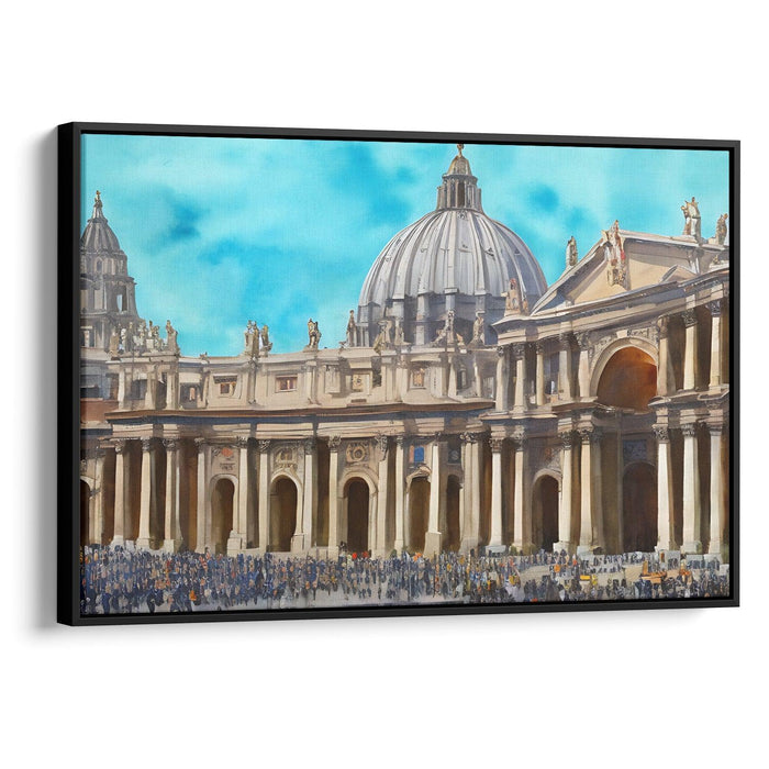 Watercolor Colonnade of St. Peter's Basilica Print - Canvas Art Print by Kanvah