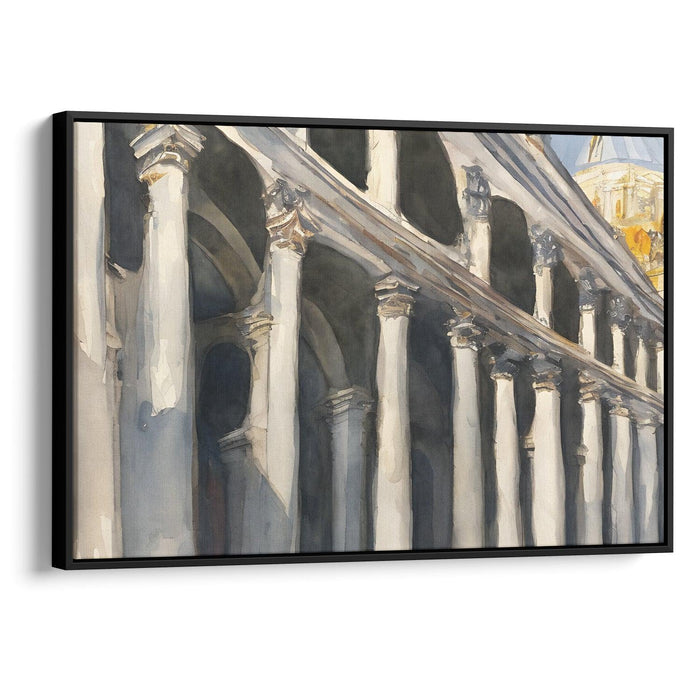 Watercolor Colonnade of St. Peter's Basilica Print - Canvas Art Print by Kanvah