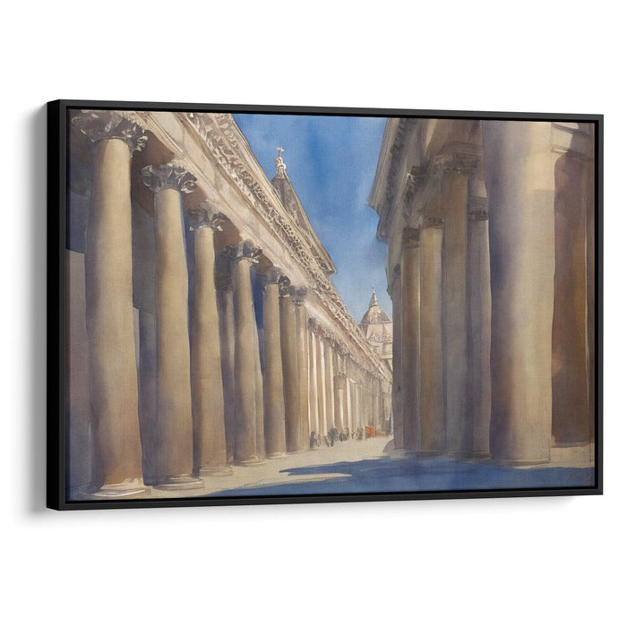 Watercolor Colonnade of St. Peter's Basilica Print - Canvas Art Print by Kanvah