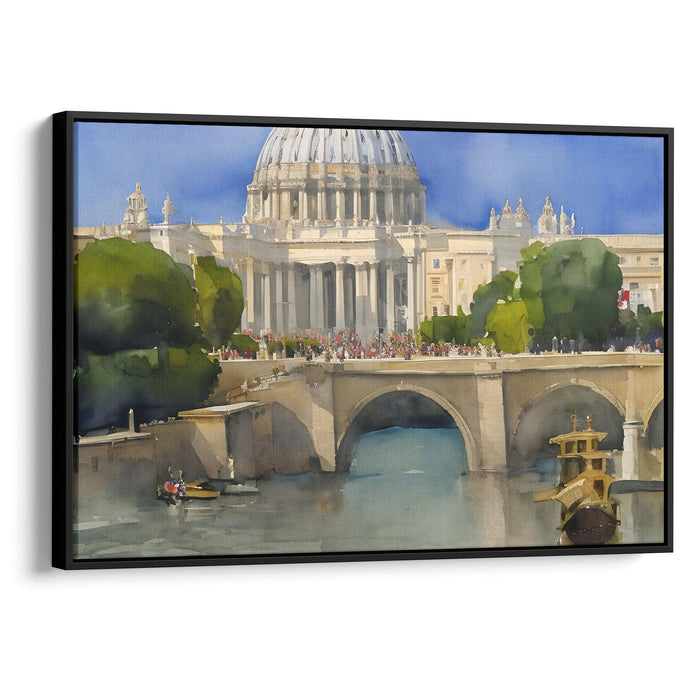 Watercolor Colonnade of St. Peter's Basilica Print - Canvas Art Print by Kanvah