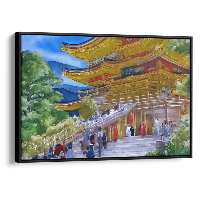 Watercolor Golden Pavilion Print - Canvas Art Print by Kanvah