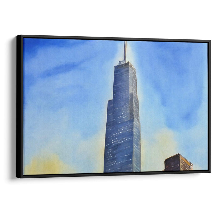 Watercolor Willis Tower Print - Canvas Art Print by Kanvah