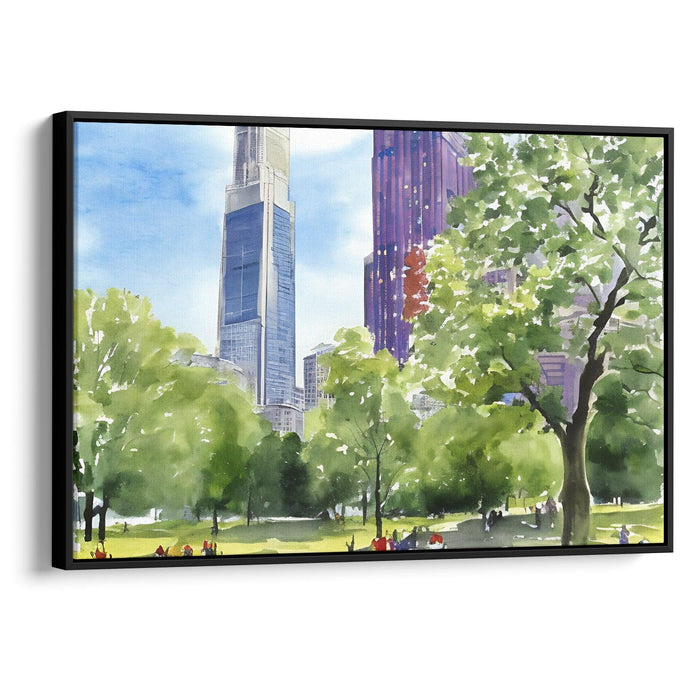 Watercolor Willis Tower Print - Canvas Art Print by Kanvah