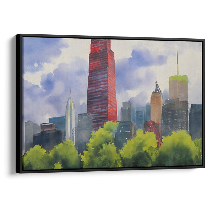 Watercolor Willis Tower Print - Canvas Art Print by Kanvah