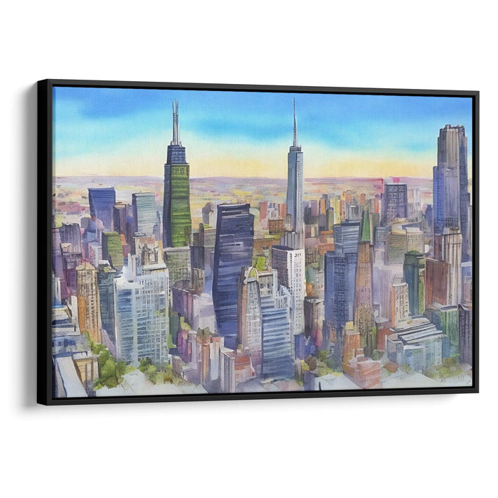 Watercolor Willis Tower Print - Canvas Art Print by Kanvah