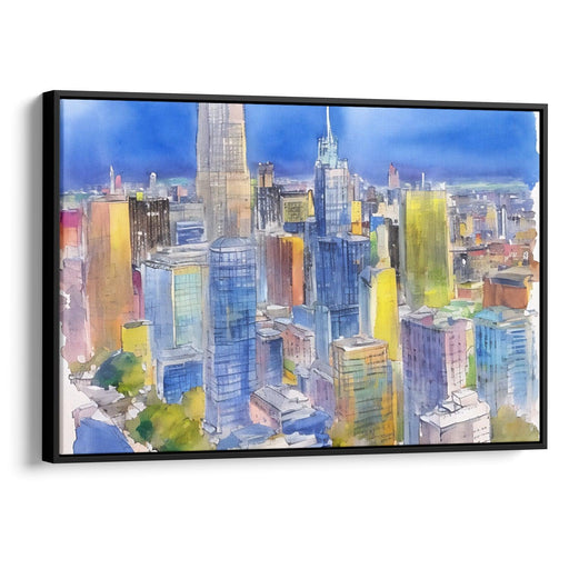 Watercolor Willis Tower Print - Canvas Art Print by Kanvah