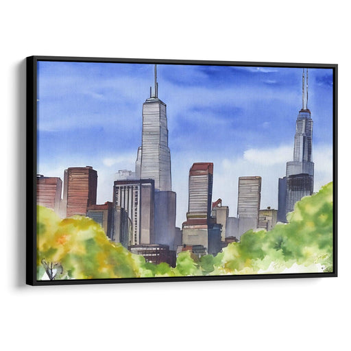 Watercolor Willis Tower Print - Canvas Art Print by Kanvah