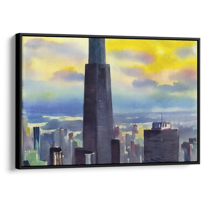 Watercolor Willis Tower Print - Canvas Art Print by Kanvah