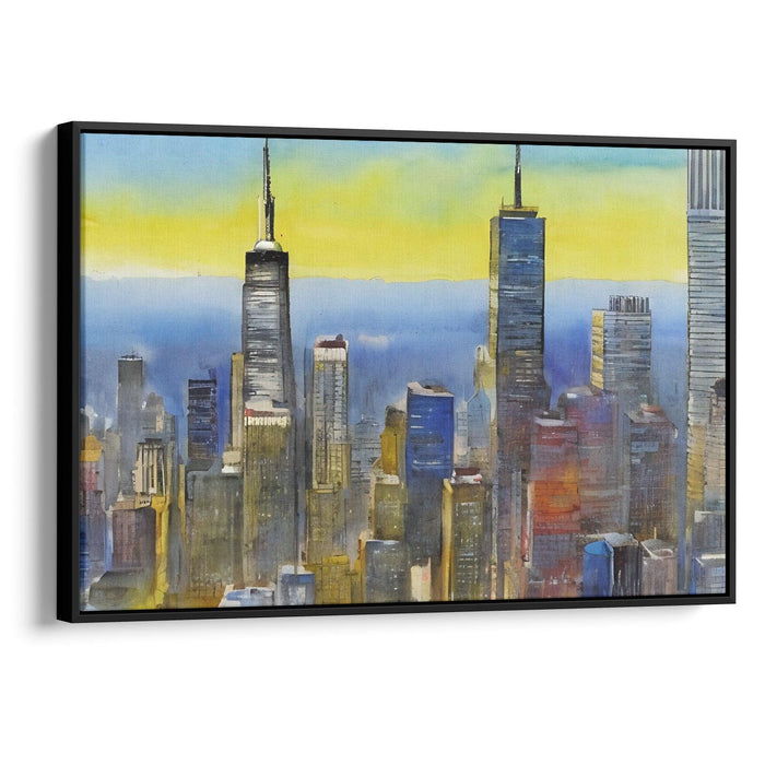 Watercolor Willis Tower Print - Canvas Art Print by Kanvah