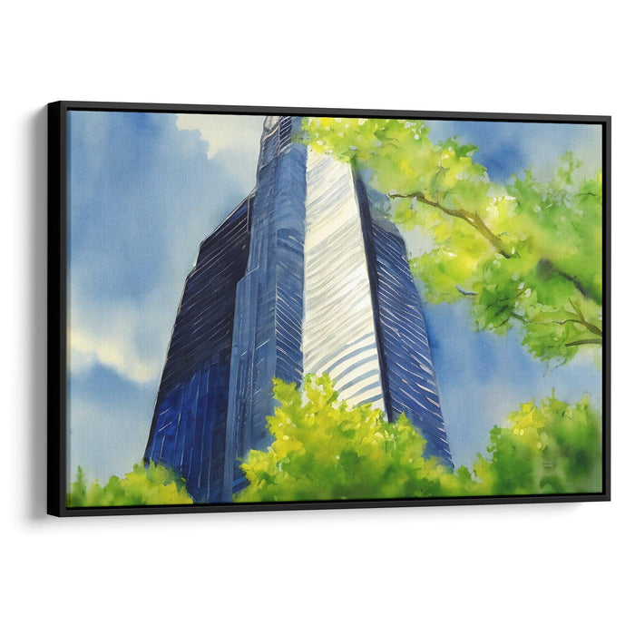 Watercolor Willis Tower Print - Canvas Art Print by Kanvah